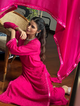 Verona Pink Mirror Work Chikankari Kurta Set (Set of 3)